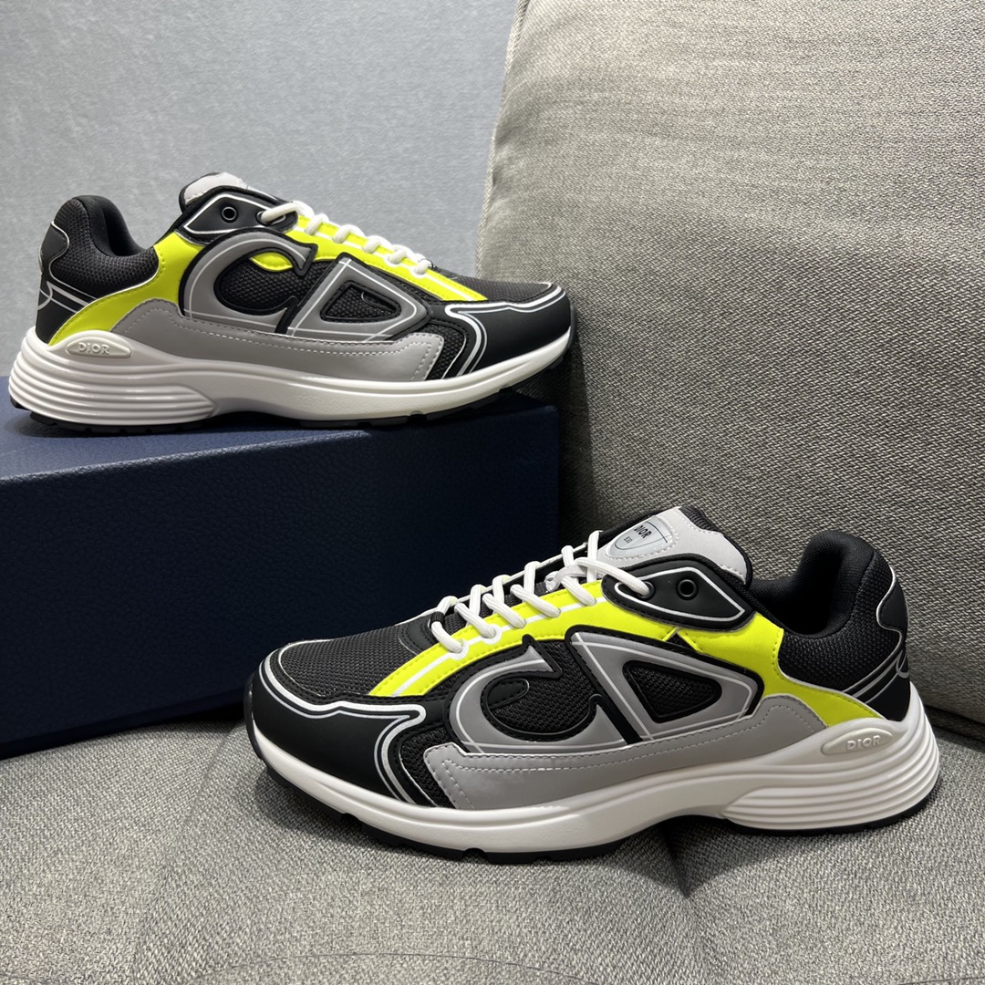 Christian Dior Women’s B30 Sneaker Gray Mesh And Yellow For Women CD