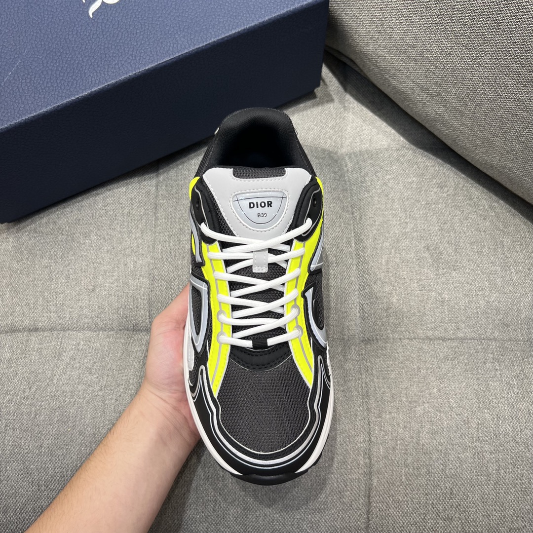 Christian Dior Women’s B30 Sneaker Gray Mesh And Yellow For Women CD