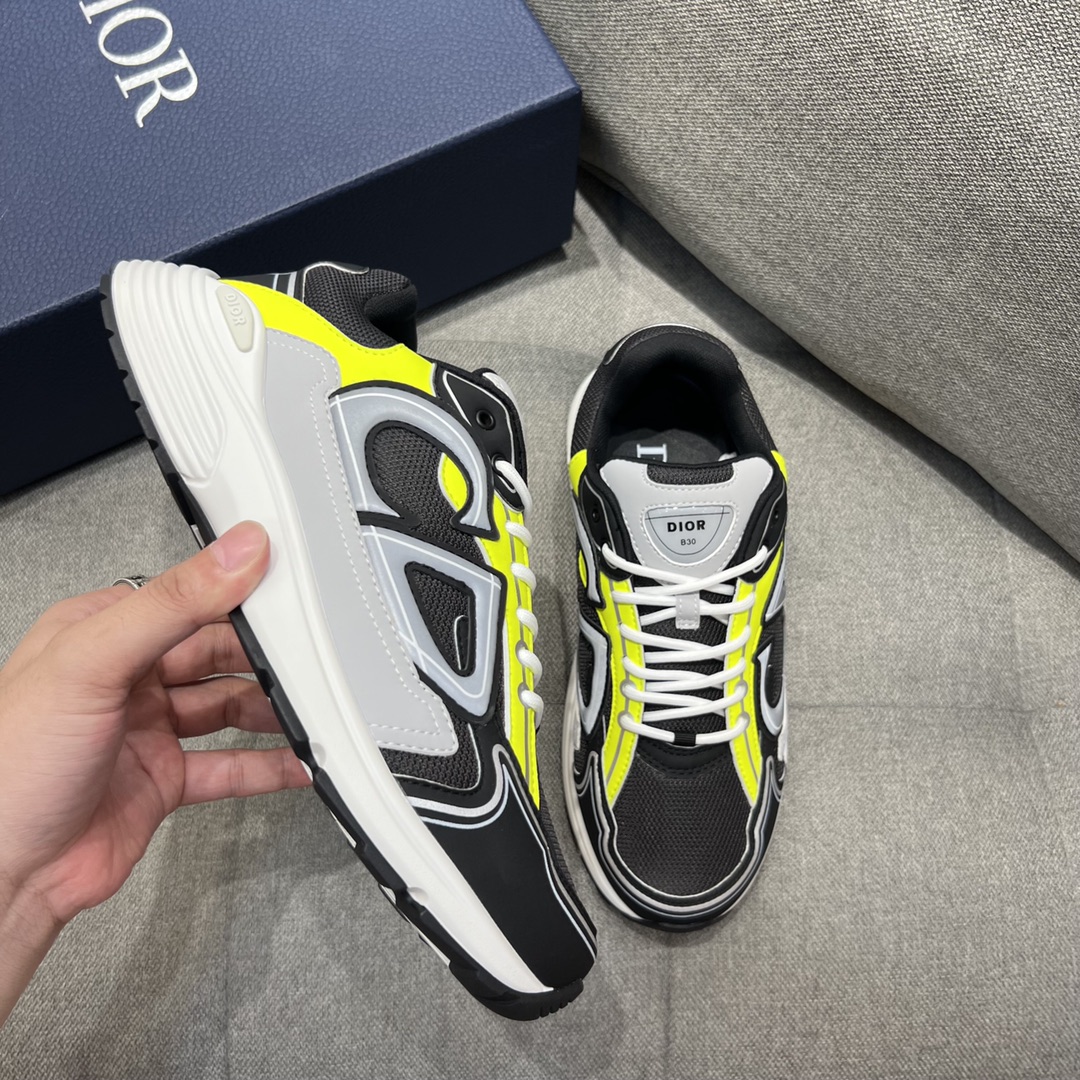 Christian Dior Women’s B30 Sneaker Gray Mesh And Yellow For Women CD