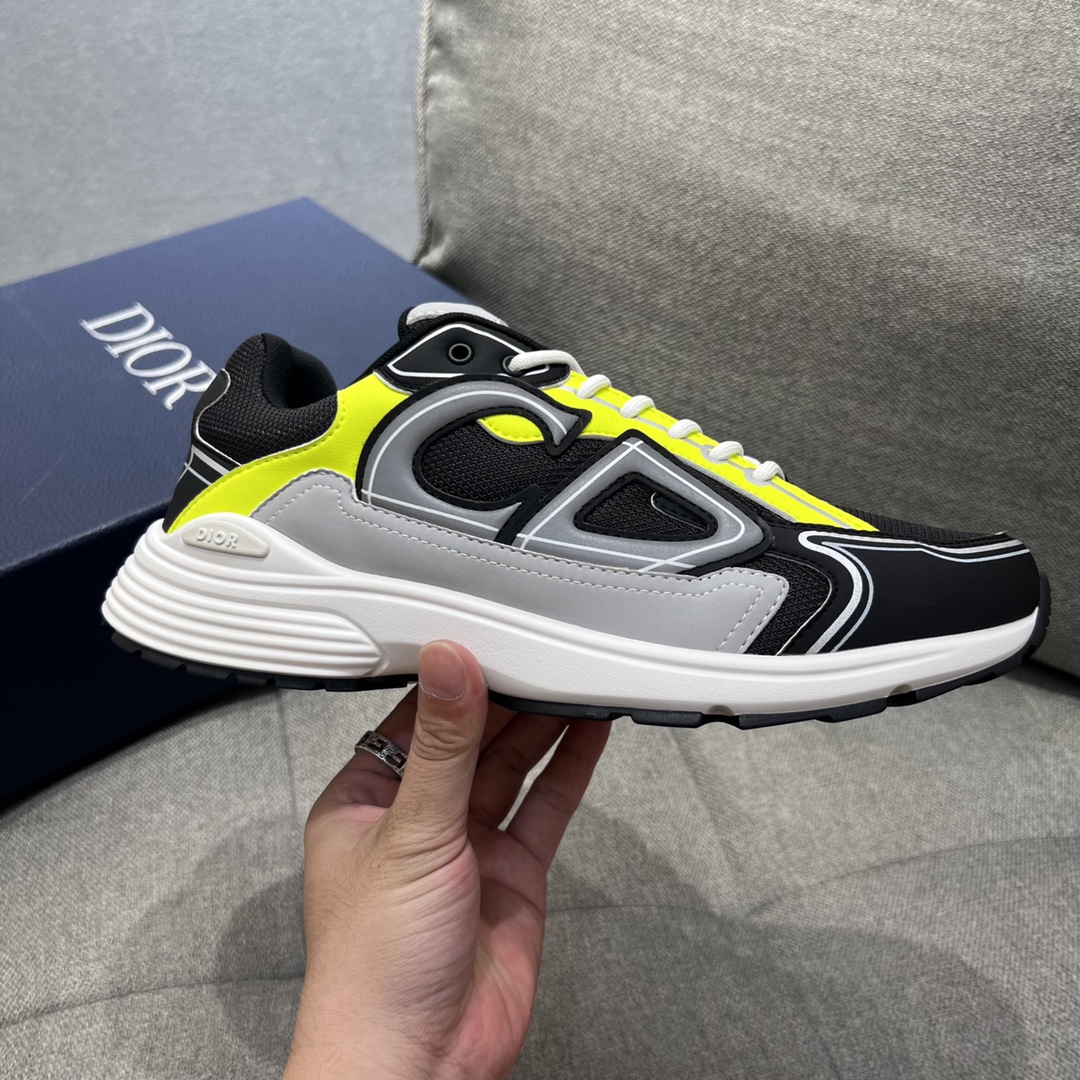 Christian Dior Women’s B30 Sneaker Gray Mesh And Yellow For Women CD