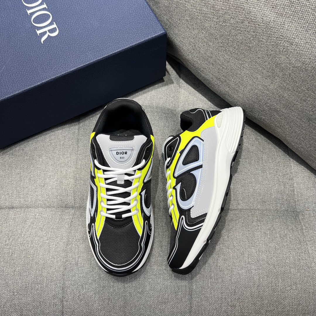 Christian Dior Women’s B30 Sneaker Gray Mesh And Yellow For Women CD