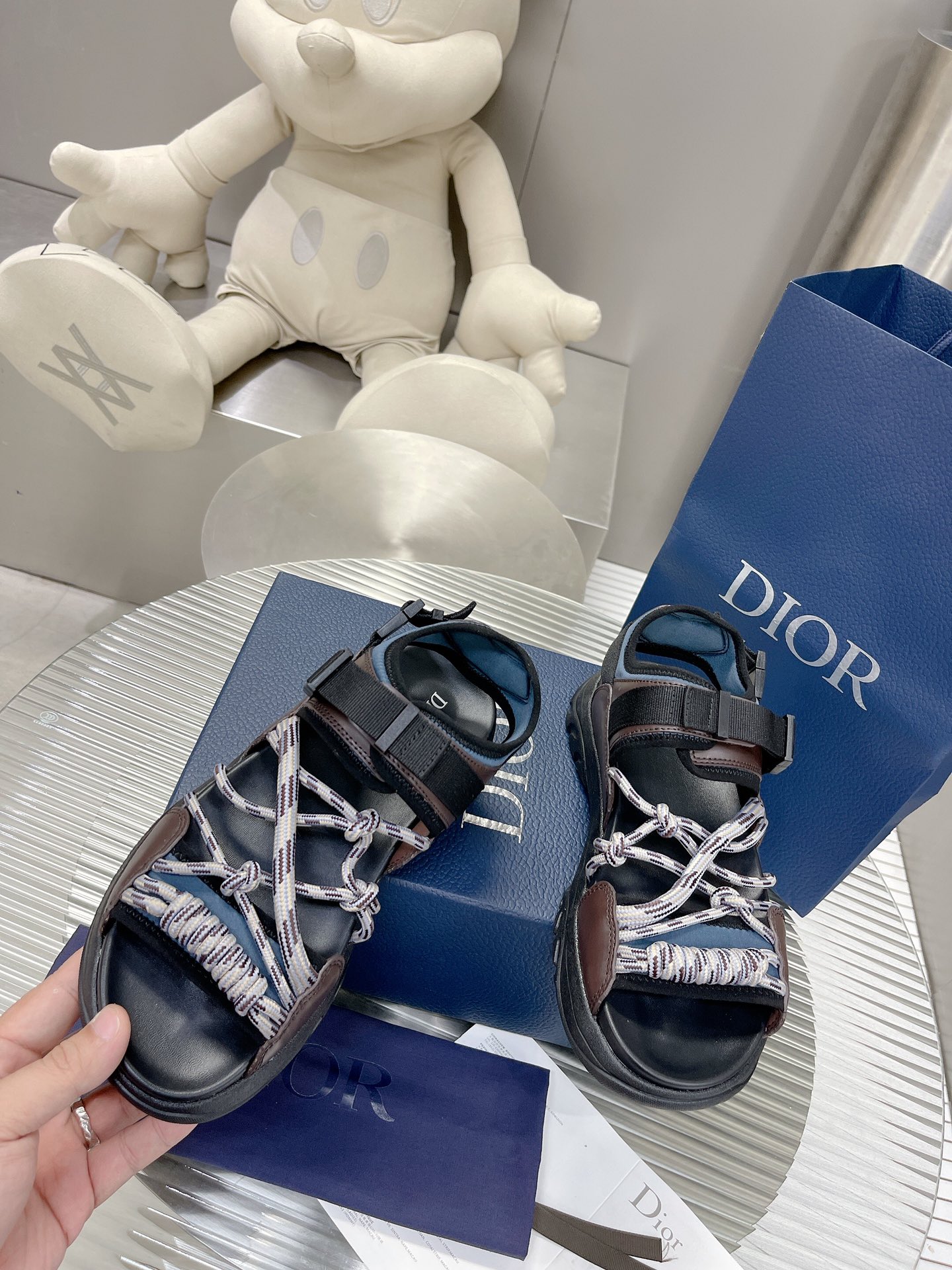 Christian Dior Women’s Dior H-Town Sandal Brown And Blue For Women CD