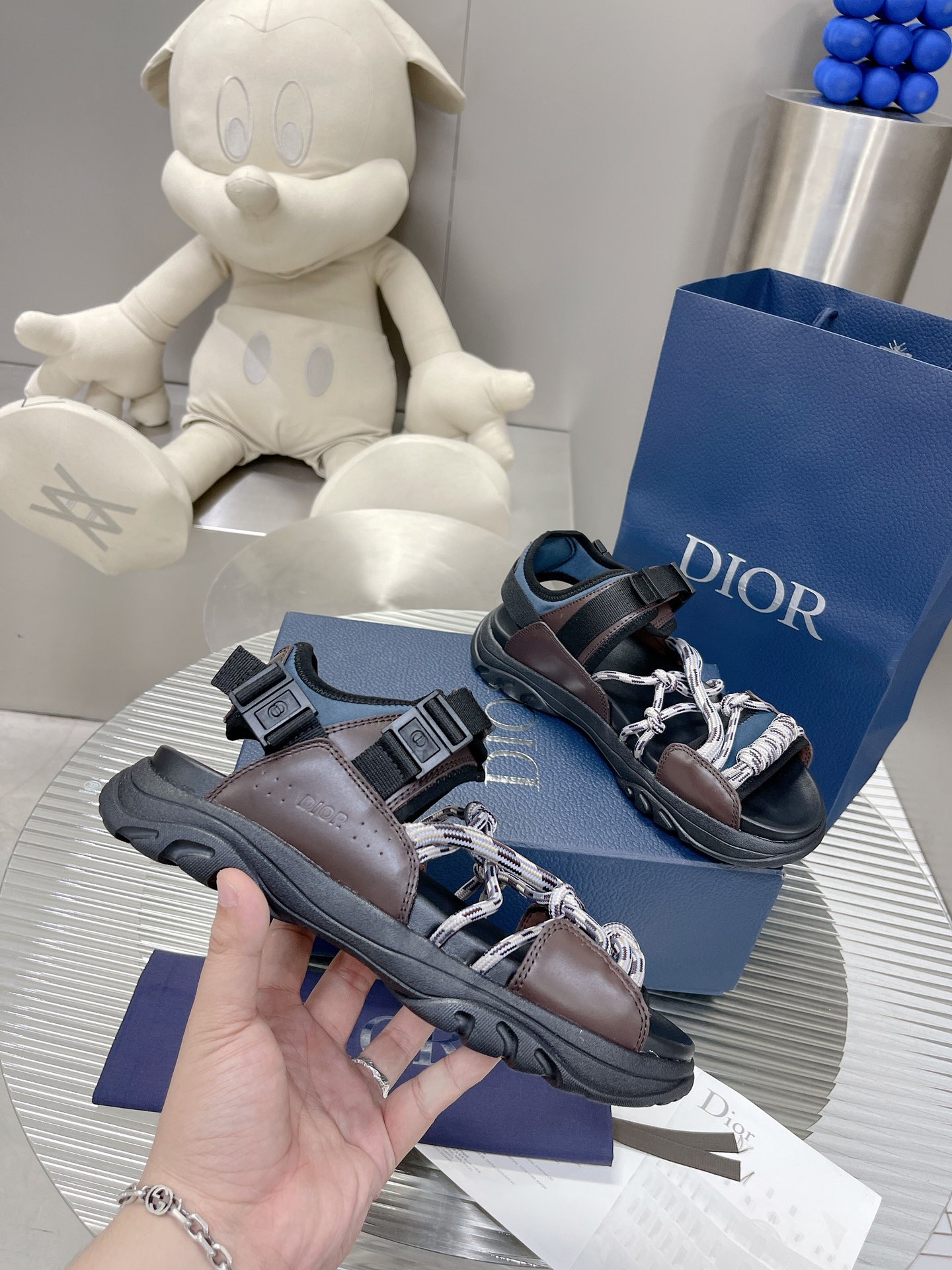 Christian Dior Women’s Dior H-Town Sandal Brown And Blue For Women CD