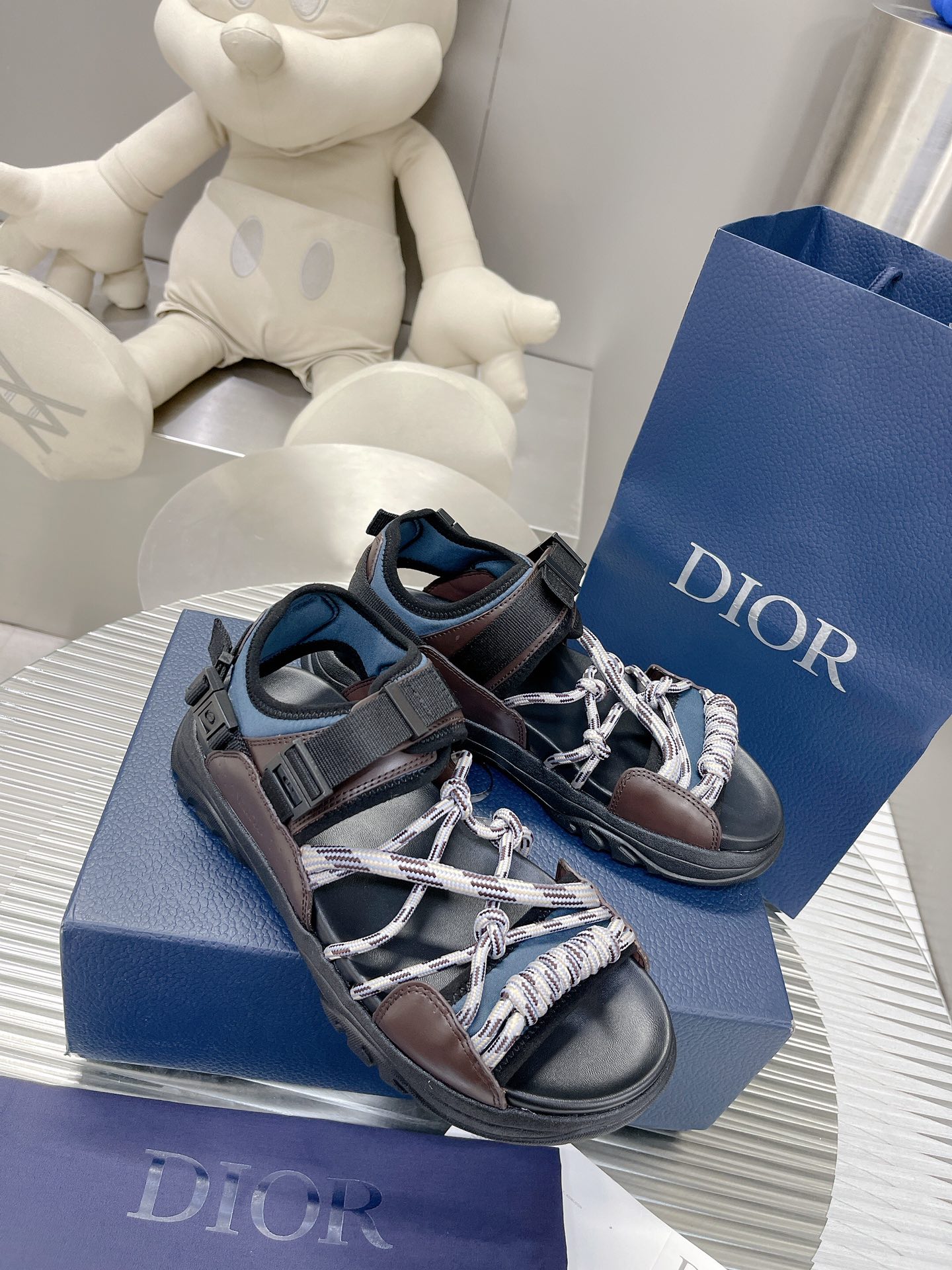 Christian Dior Women’s Dior H-Town Sandal Brown And Blue For Women CD