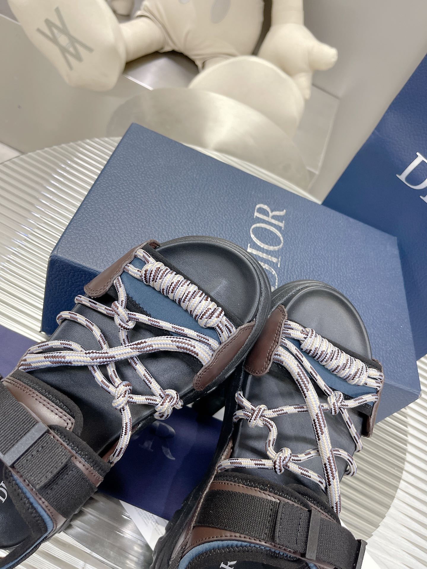 Christian Dior Women’s Dior H-Town Sandal Brown And Blue For Women CD