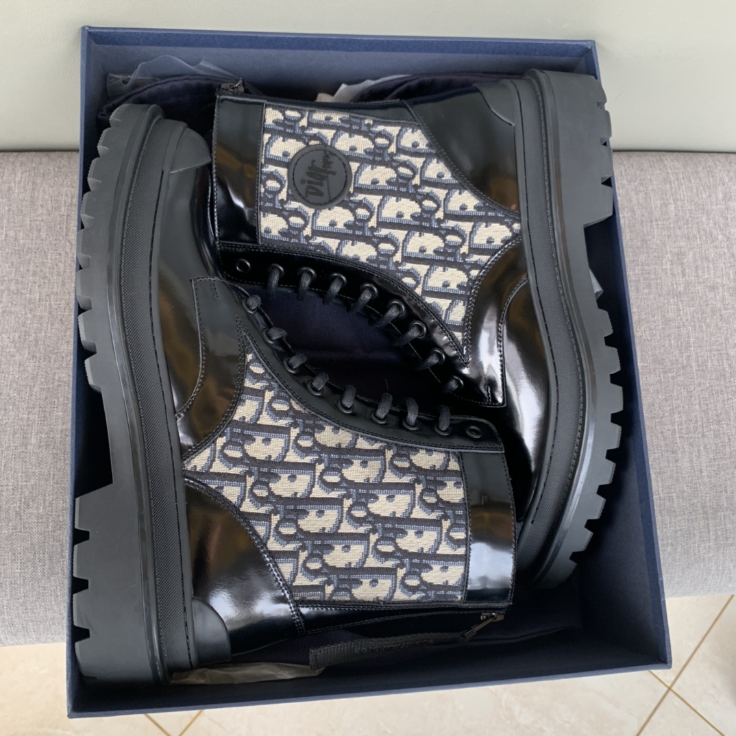 Christian Dior Women’s Dior With Oblique Jacquard Ankle Boot Black For Women CD