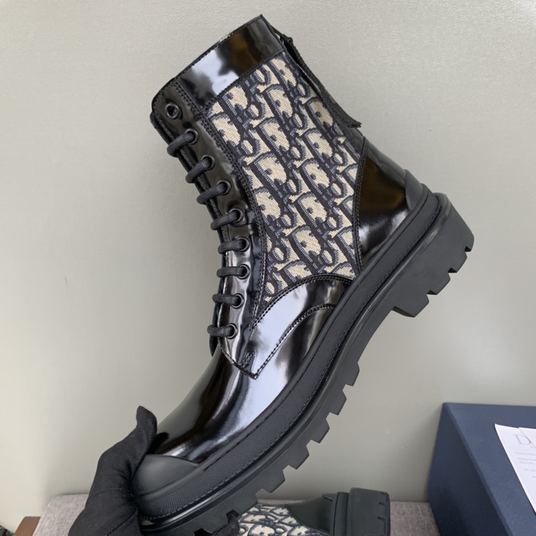Christian Dior Women’s Dior With Oblique Jacquard Ankle Boot Black For Women CD