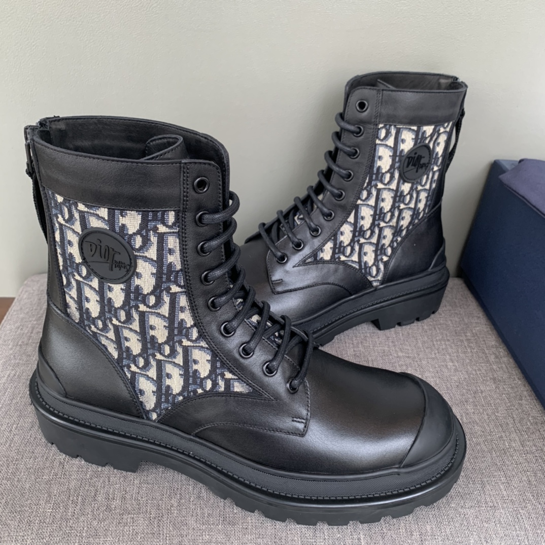 Christian Dior Women’s Dior With Oblique Jacquard Ankle Boot Black For Women CD