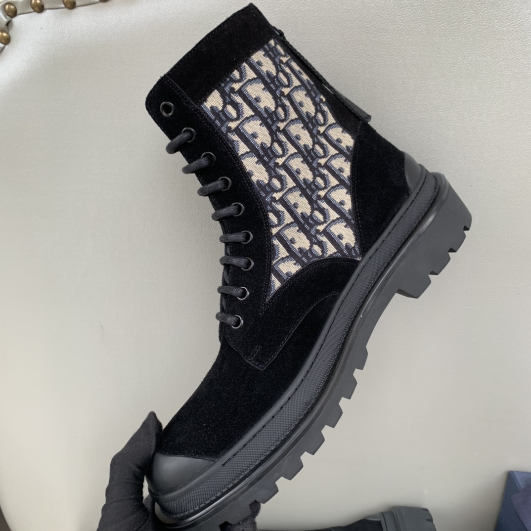 Christian Dior Women’s Dior With Oblique Jacquard Ankle Boot Black For Women CD