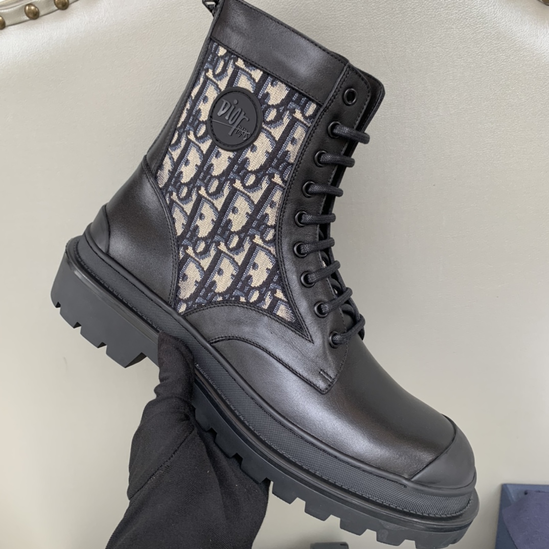 Christian Dior Women’s Dior With Oblique Jacquard Ankle Boot Black For Women CD