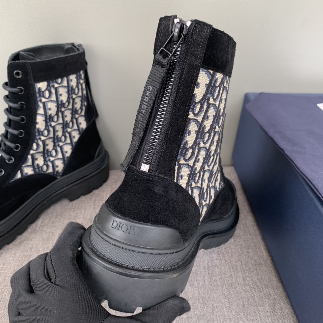 Christian Dior Women’s Dior With Oblique Jacquard Ankle Boot Black For Women CD