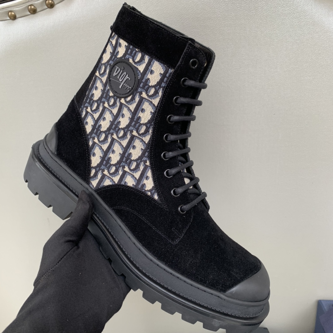Christian Dior Women’s Dior With Oblique Jacquard Ankle Boot Black For Women CD