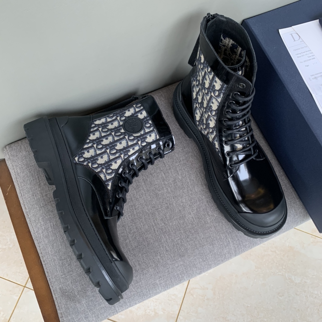 Christian Dior Women’s Dior With Oblique Jacquard Ankle Boot Black For Women CD
