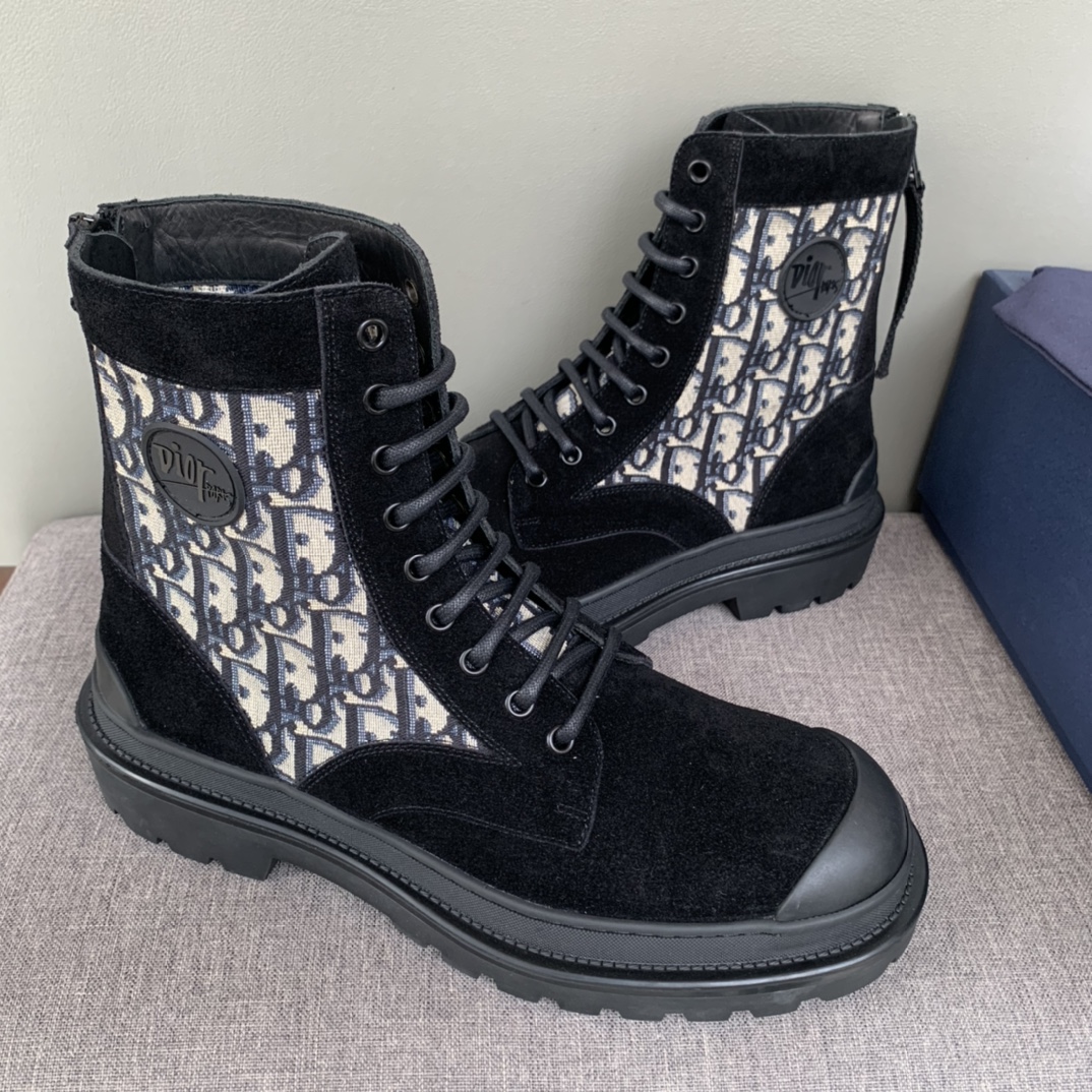 Christian Dior Women’s Dior With Oblique Jacquard Ankle Boot Black For Women CD