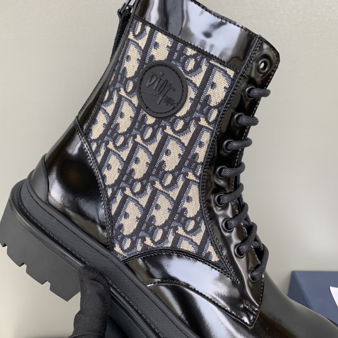 Christian Dior Women’s Dior With Oblique Jacquard Ankle Boot Black For Women CD