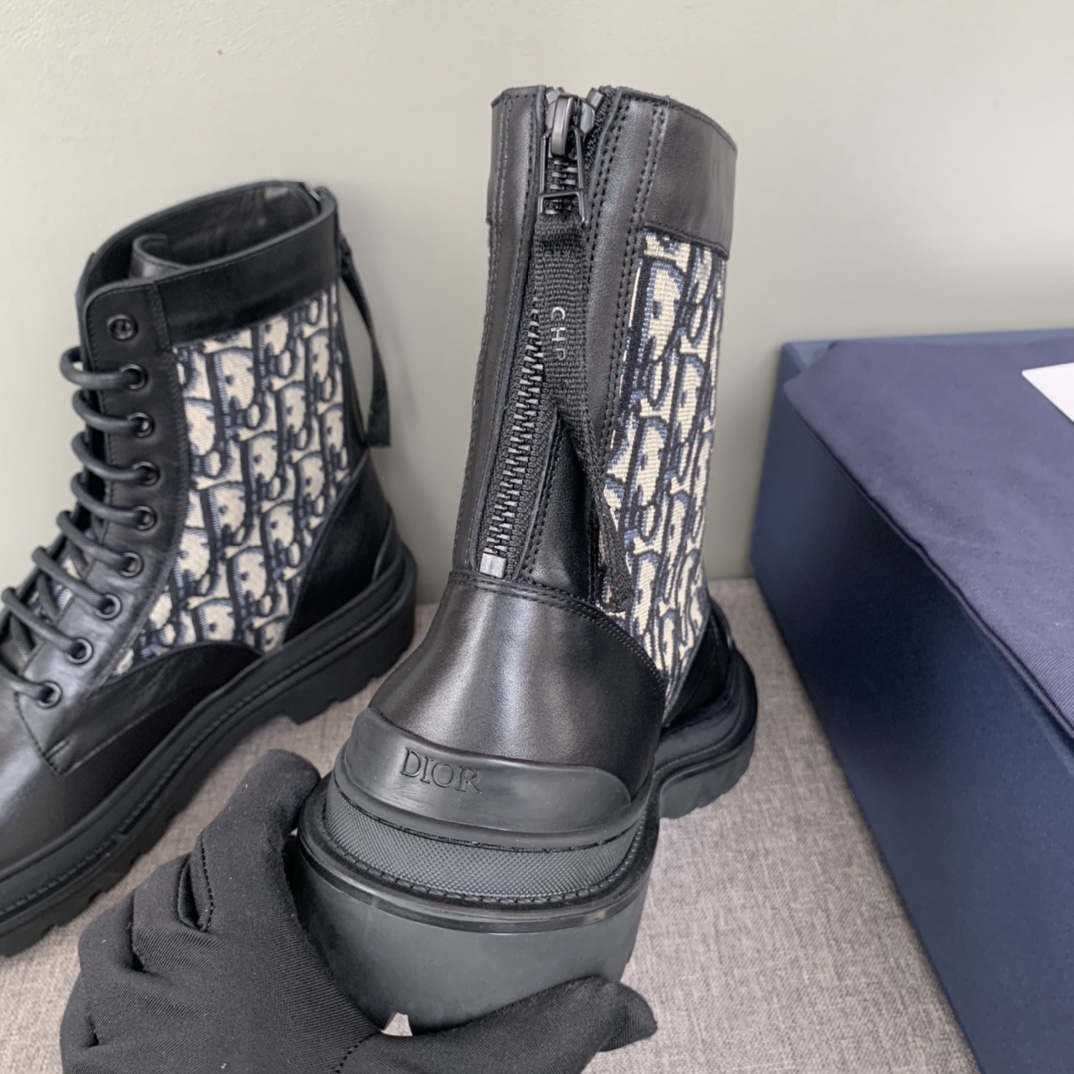 Christian Dior Women’s Dior With Oblique Jacquard Ankle Boot Black For Women CD