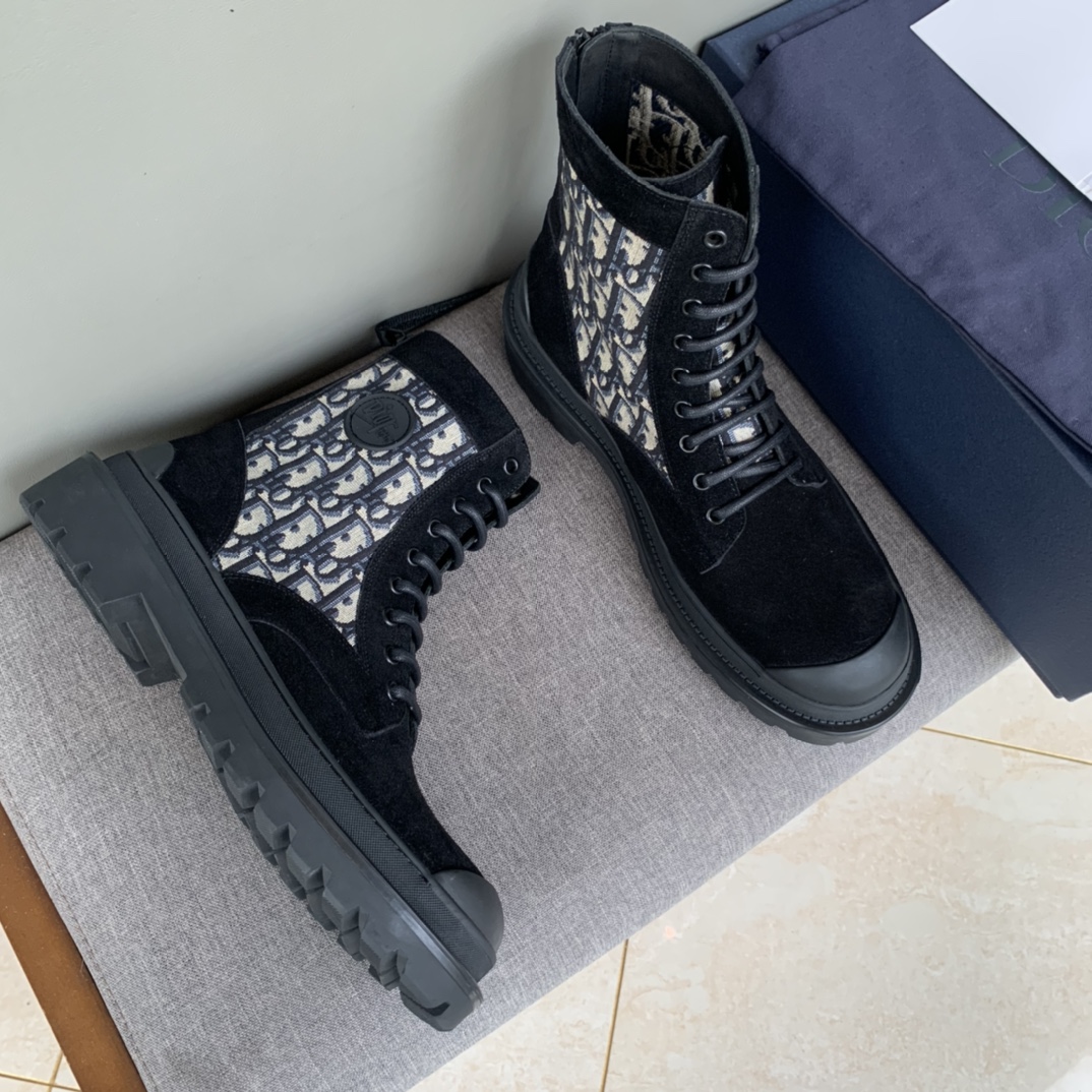 Christian Dior Women’s Dior With Oblique Jacquard Ankle Boot Black For Women CD
