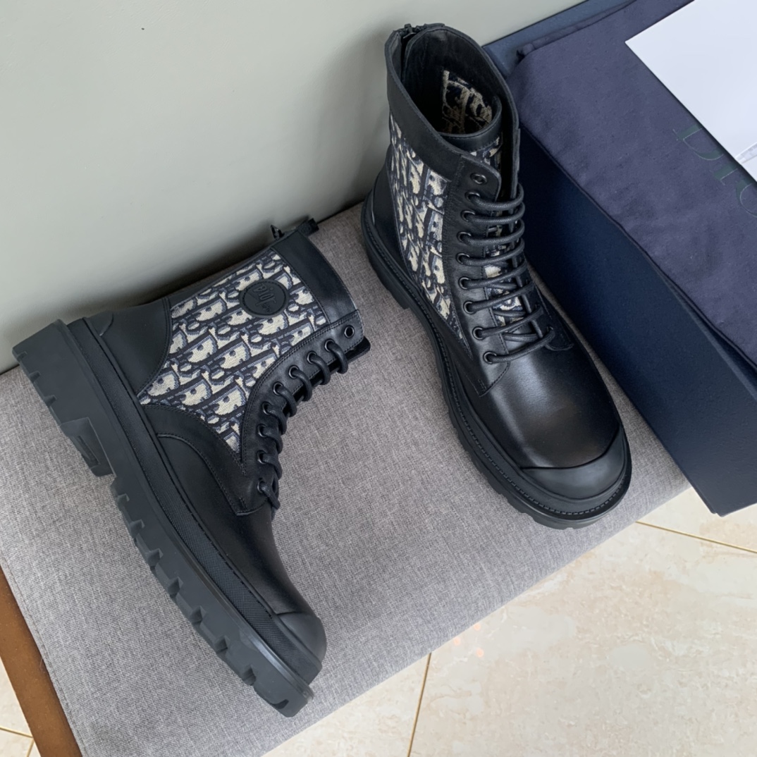 Christian Dior Women’s Dior With Oblique Jacquard Ankle Boot Black For Women CD