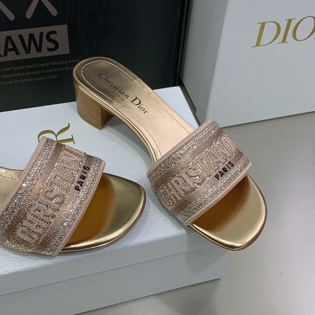 Christian Dior Women’s Dway Heeled Slide Bright Pink For Women CD