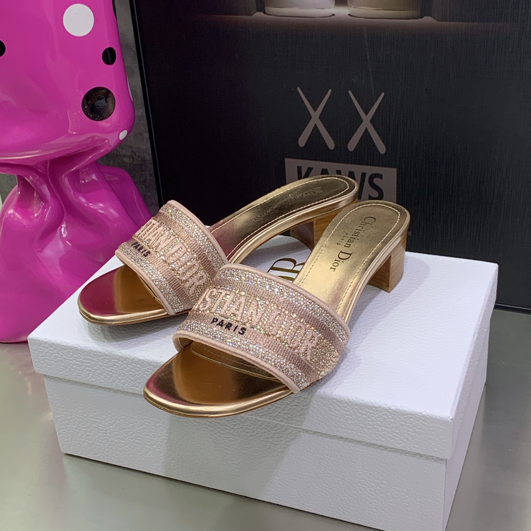 Christian Dior Women’s Dway Heeled Slide Bright Pink For Women CD