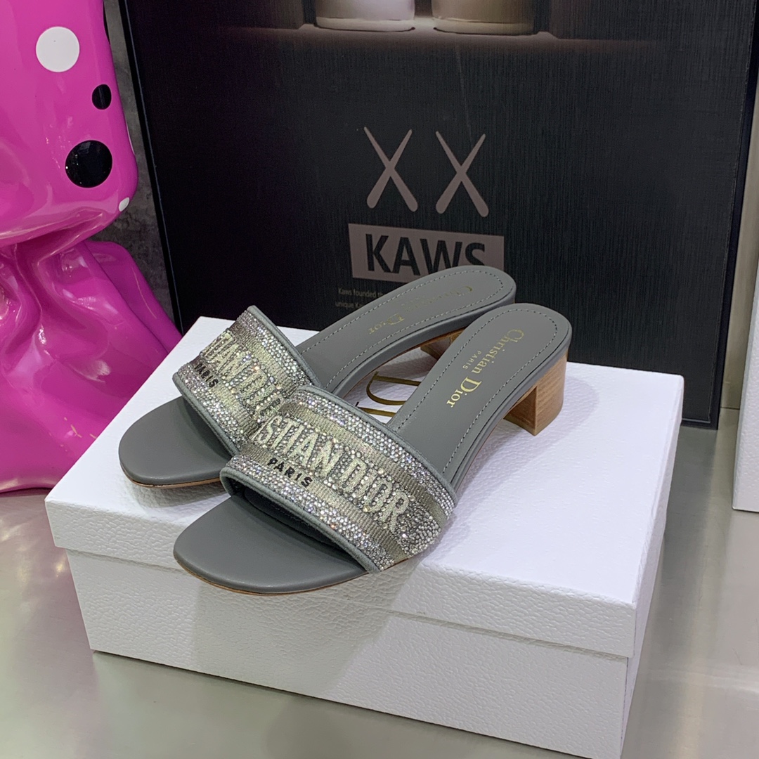Christian Dior Women’s Dway Heeled Slide Grey For Women CD