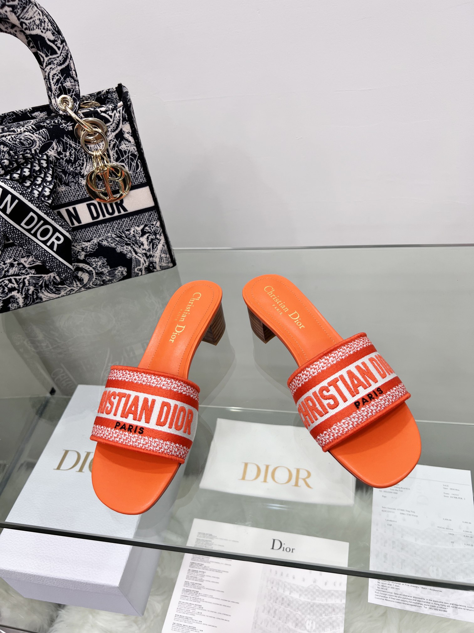 Christian Dior Women’s Dway Heeled Slide Orange For Women CD