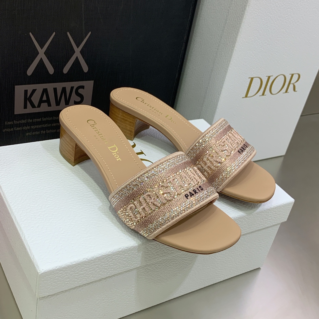 Christian Dior Women’s Dway Heeled Slide Pink For Women CD