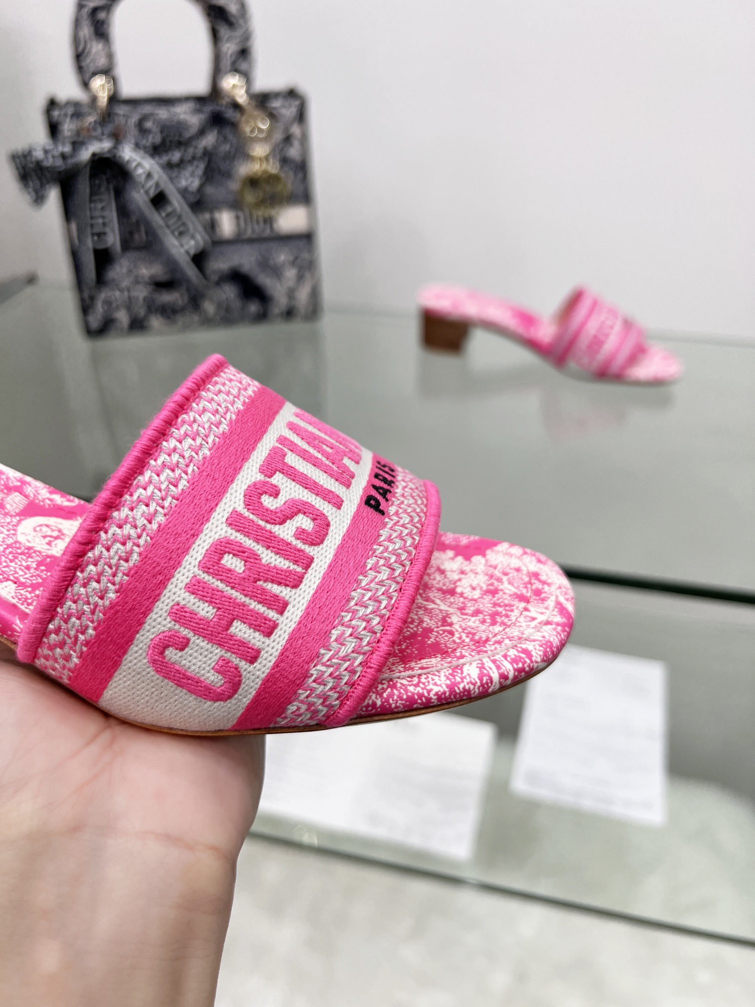 Christian Dior Women’s Dway Heeled Slide Pink For Women CD KCQ244TJU_S17F
