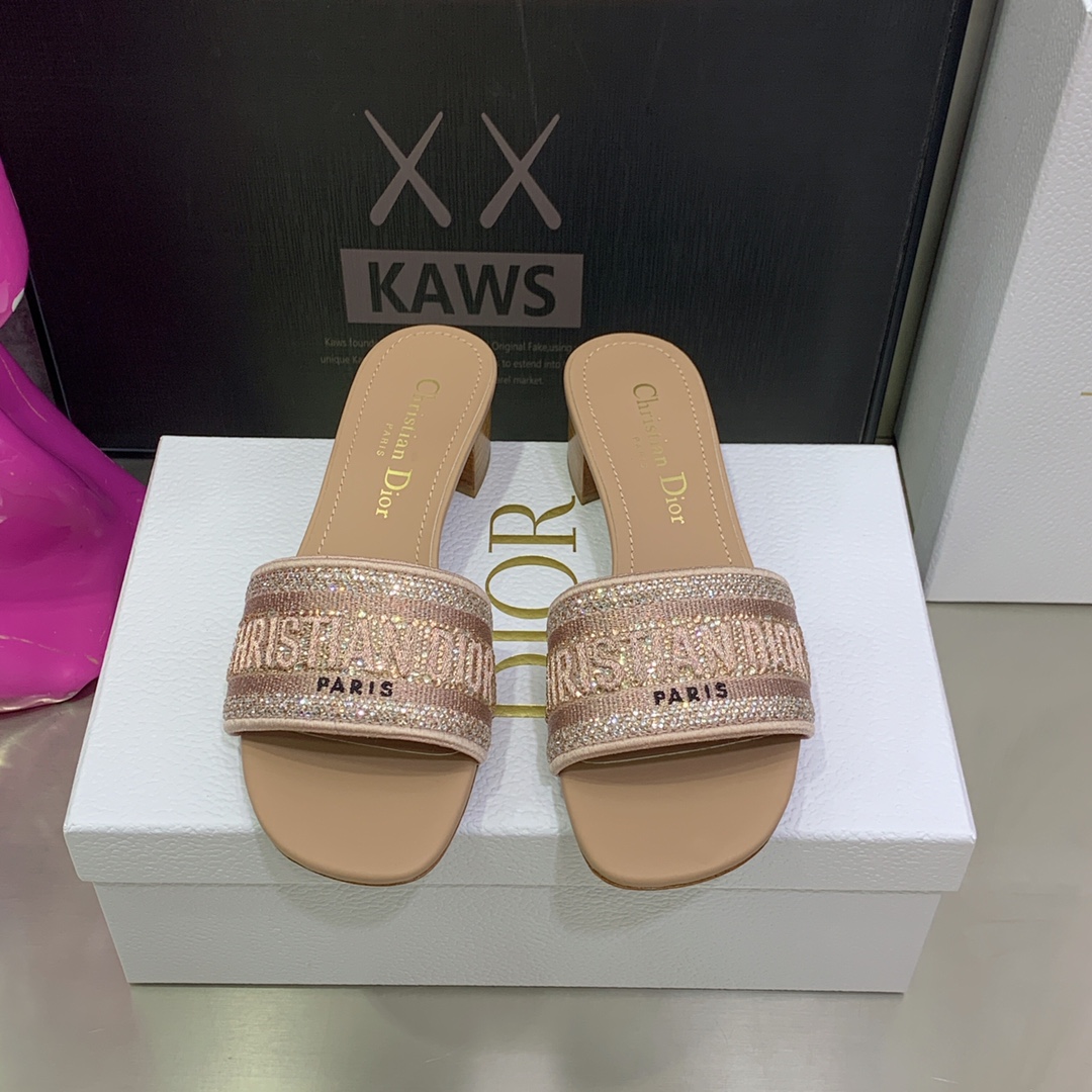 Christian Dior Women’s Dway Heeled Slide Pink For Women CD