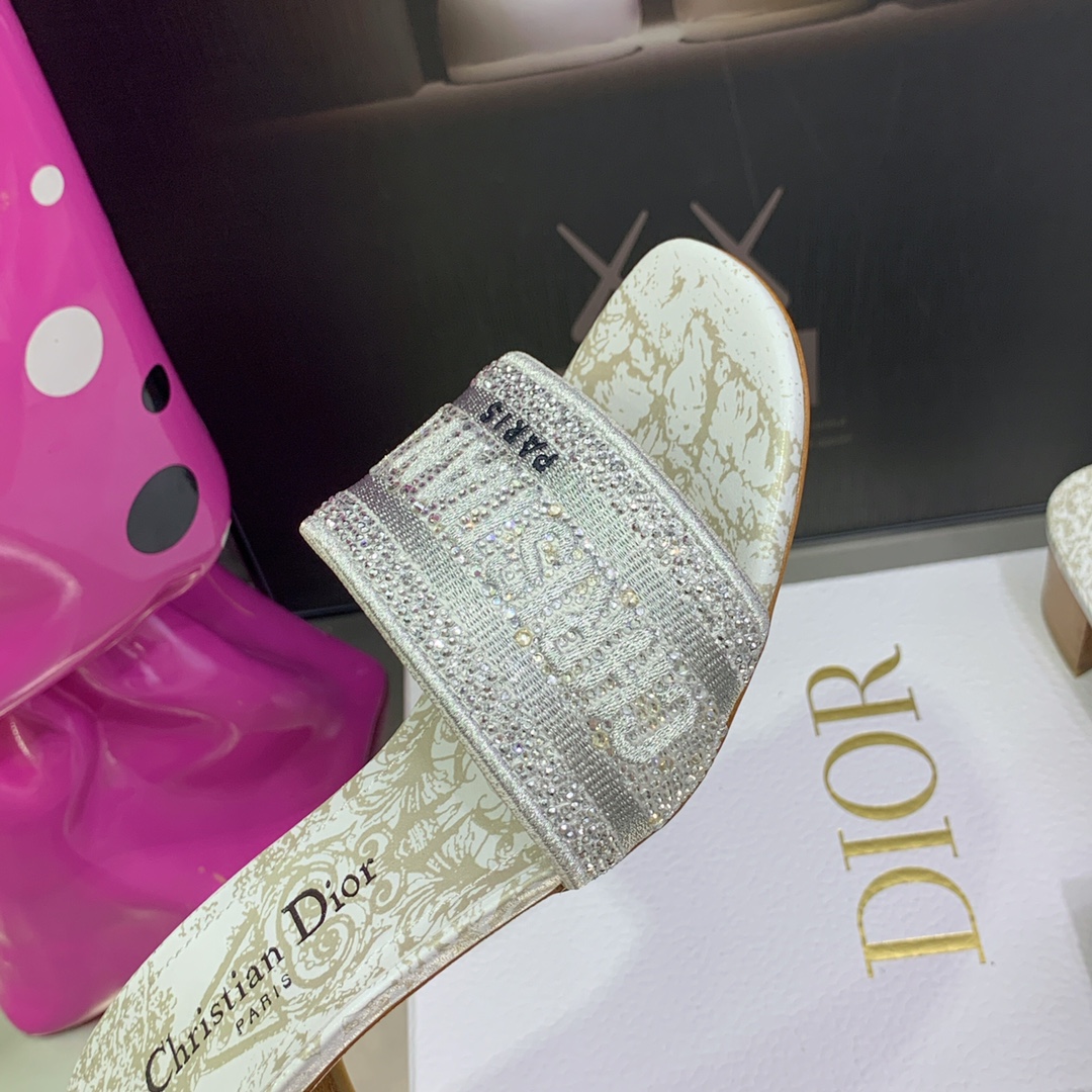 Christian Dior Women’s Dway Heeled Slide White For Women CD