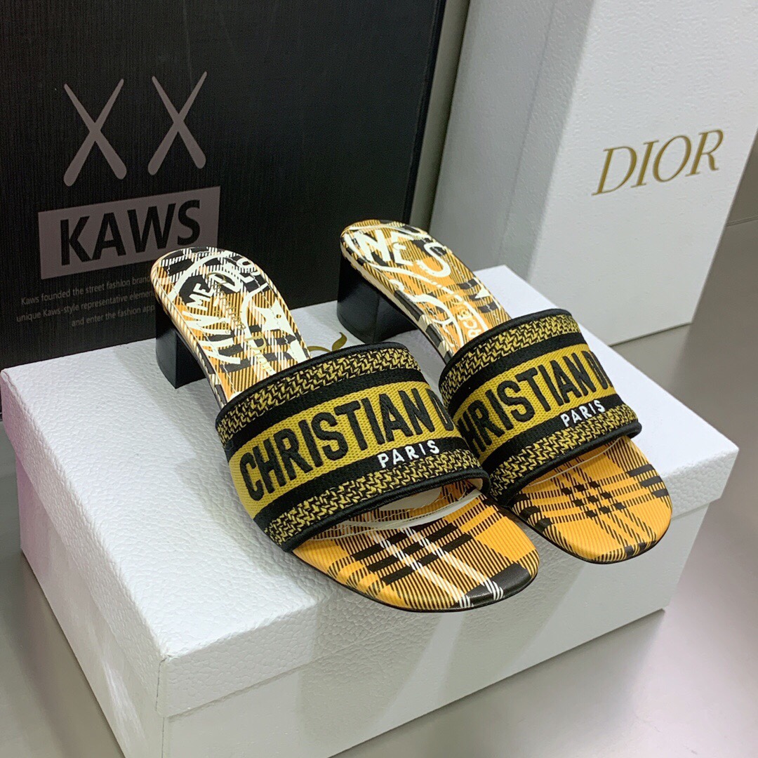Christian Dior Women’s Dway Heeled Slide YellowFor Women CD