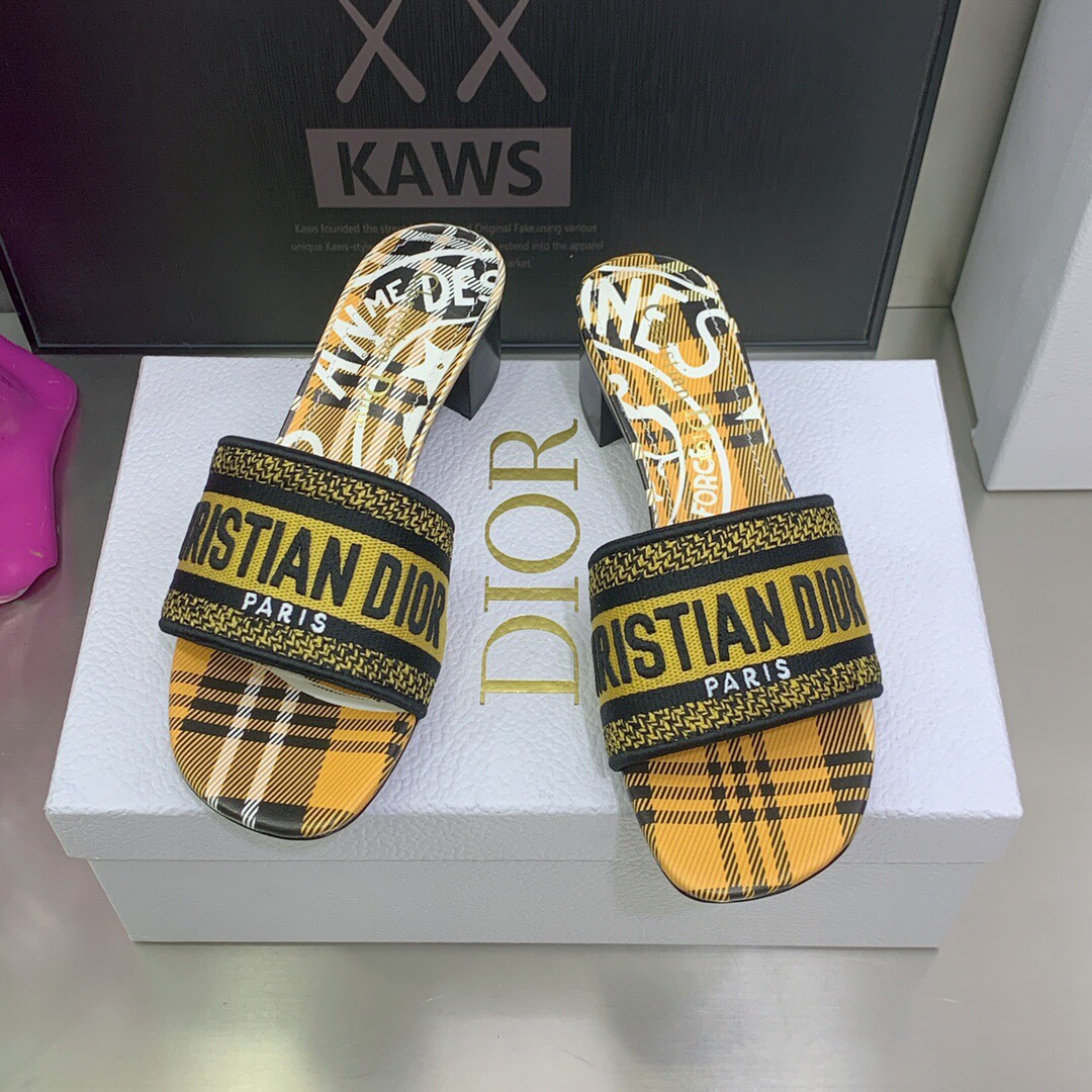 Christian Dior Women’s Dway Heeled Slide YellowFor Women CD