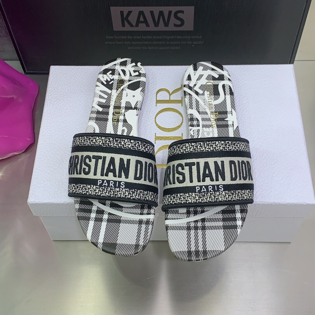 Christian Dior Women’s Dway Slide Black and White For Women CD KCQ209CEE_S17X