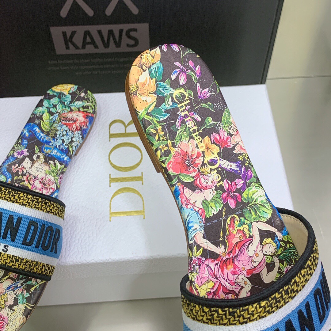 Christian Dior Women’s Dway Slide Blue Multicolor For Women CD KCQ209CSE_S26X
