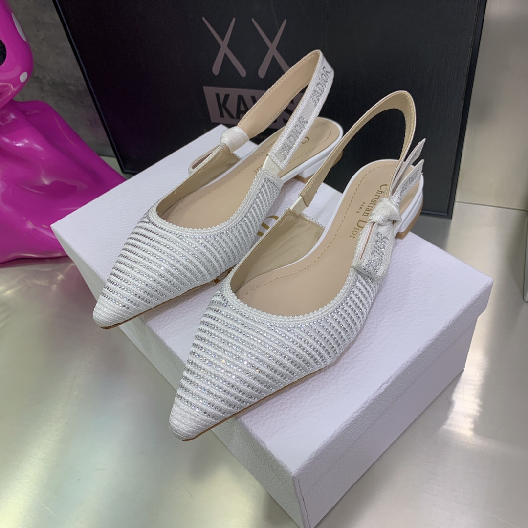 Christian Dior Women’s J’Adior Slingback Ballerina Flat Bright White For Women CD