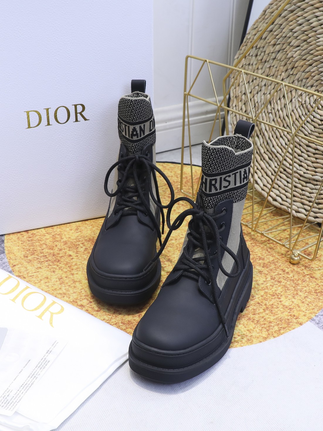 Christian Dior Women’s Short Boot Black And Beige For Women CD