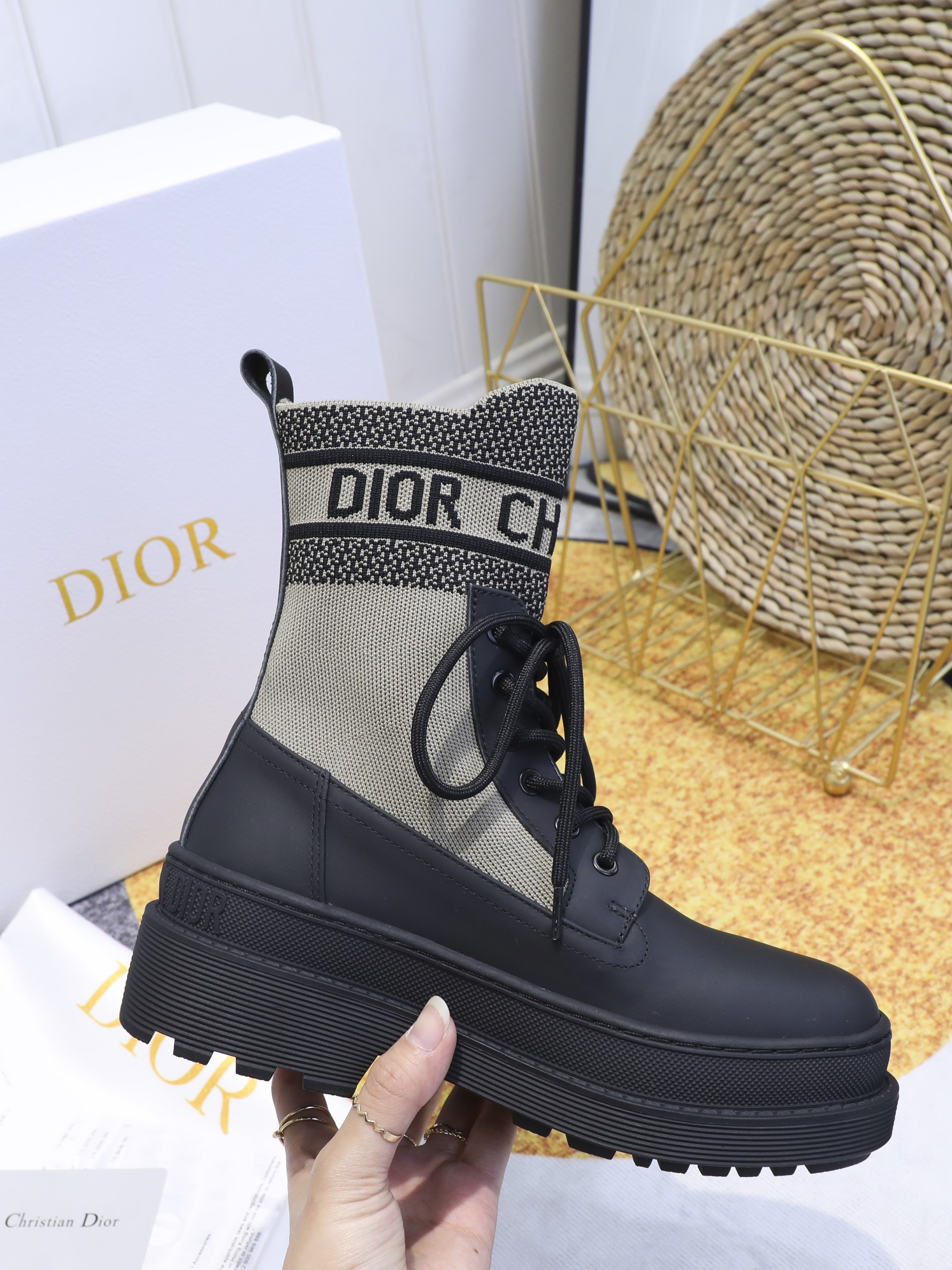 Christian Dior Women’s Short Boot Black And Beige For Women CD