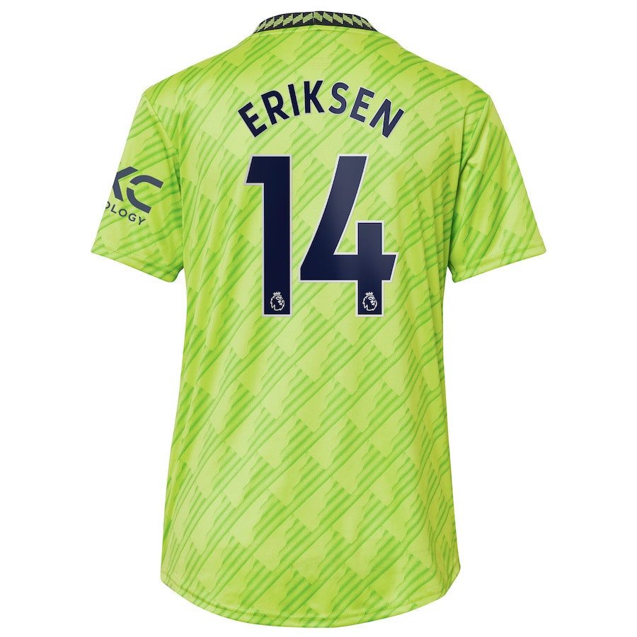 Christian Eriksen 14 Manchester United Women’s 2022/23 Third Player Soccer Jersey – Neon Green