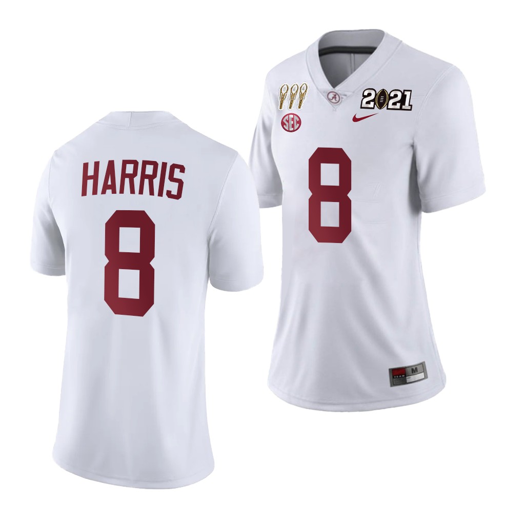 Christian Harris Alabama Crimson Tide 3X CFP National Championship Women's Jersey White Limited