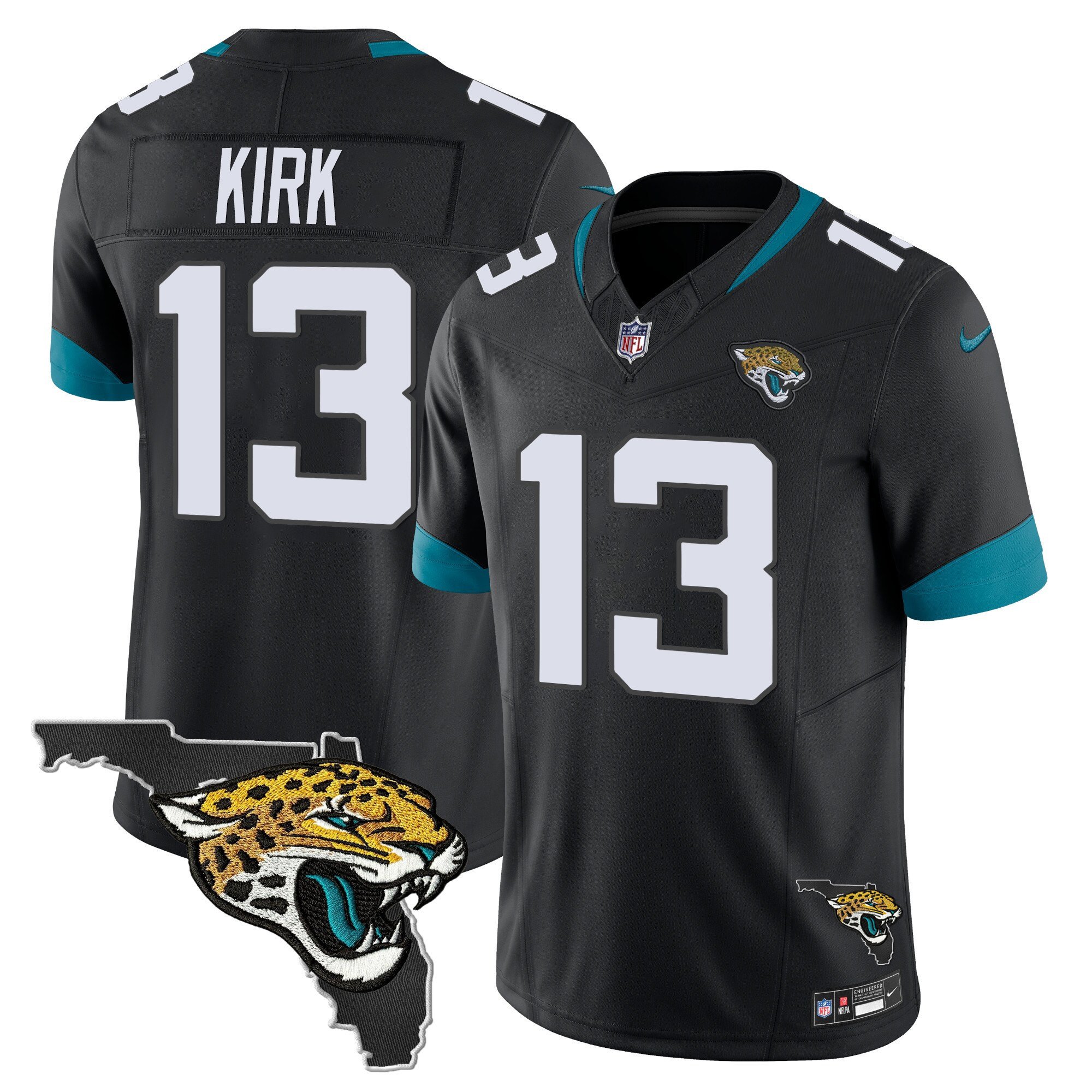 Christian Kirk Men's Jacksonville Jaguars Florida Patch Vapor Black Jersey - All Stitched
