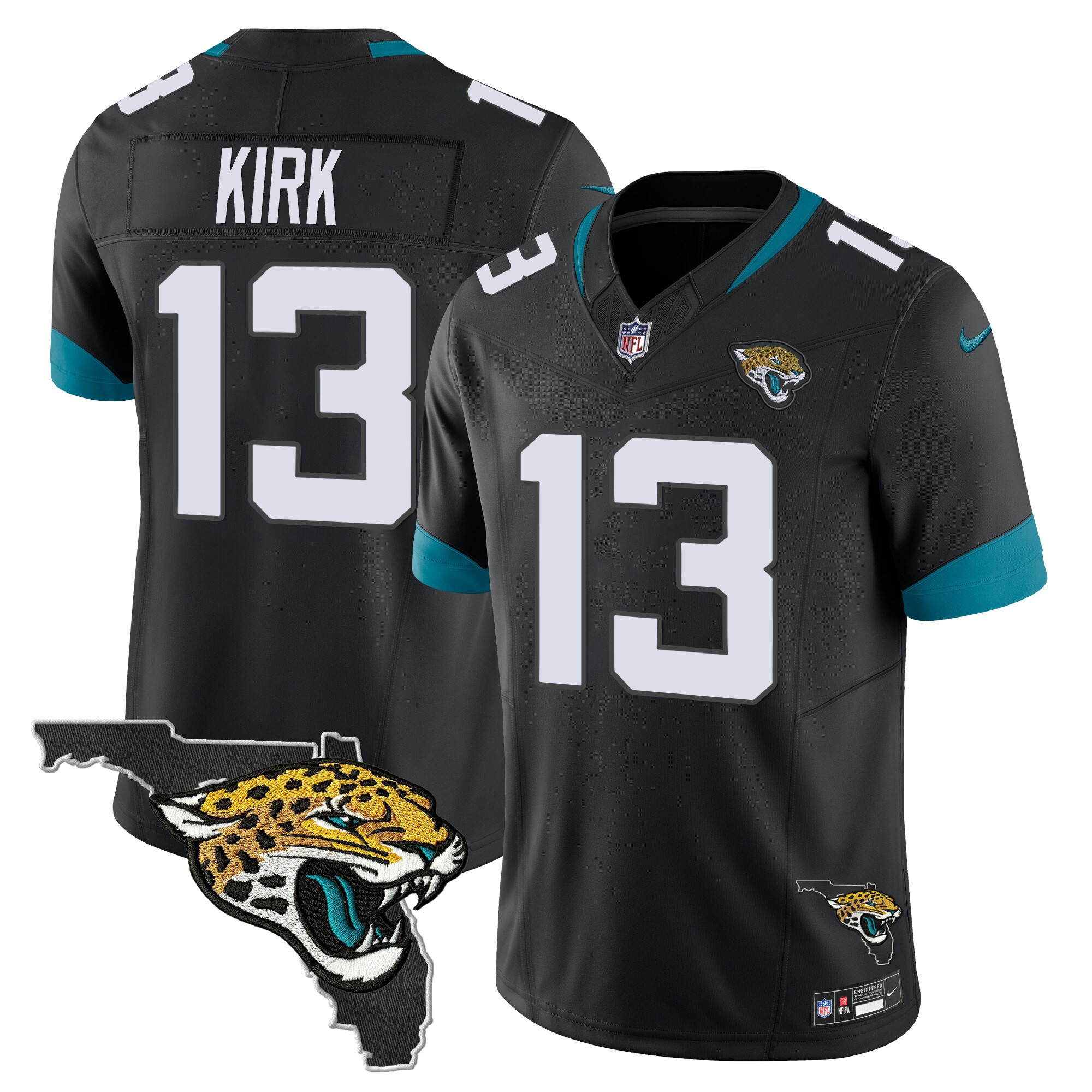 Christian Kirk Men's Jacksonville Jaguars Florida Patch Vapor Black Jersey - All Stitched