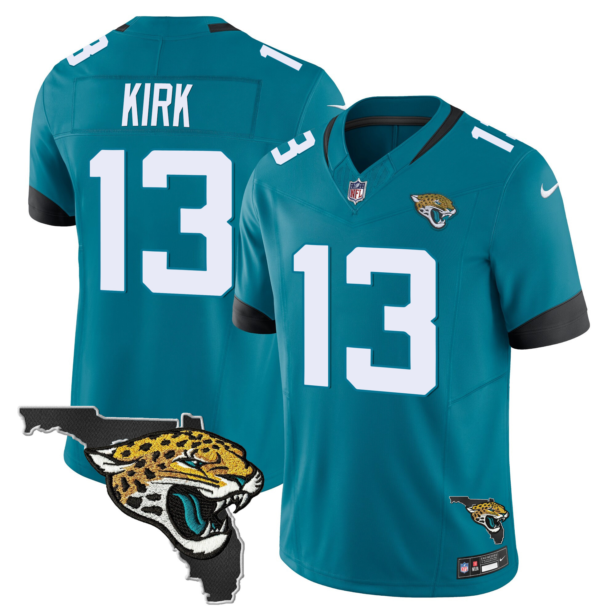 Christian Kirk Men's Jacksonville Jaguars Florida Patch Vapor Teal Jersey - All Stitched