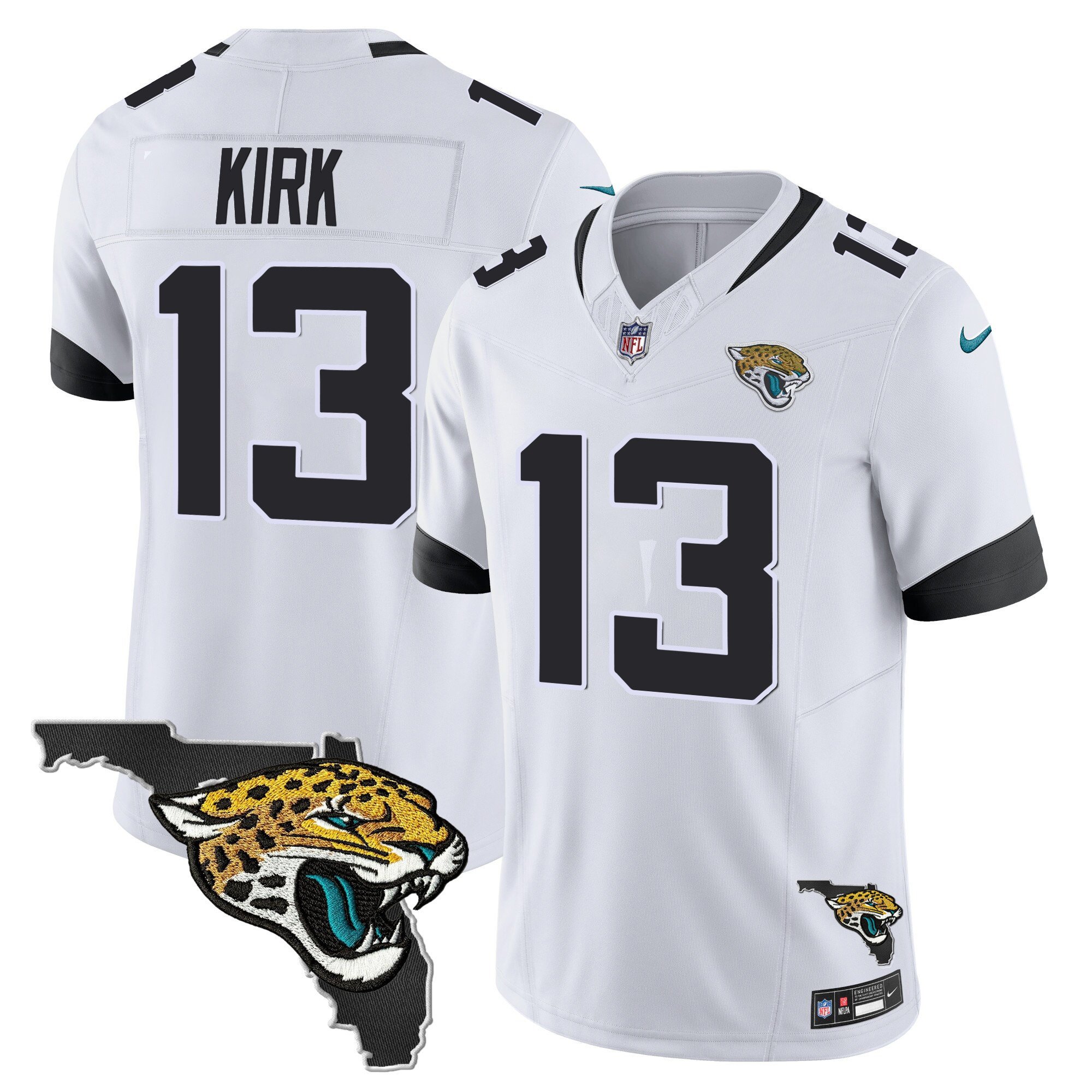 Christian Kirk Men's Jacksonville Jaguars Florida Patch Vapor White Jersey - All Stitched
