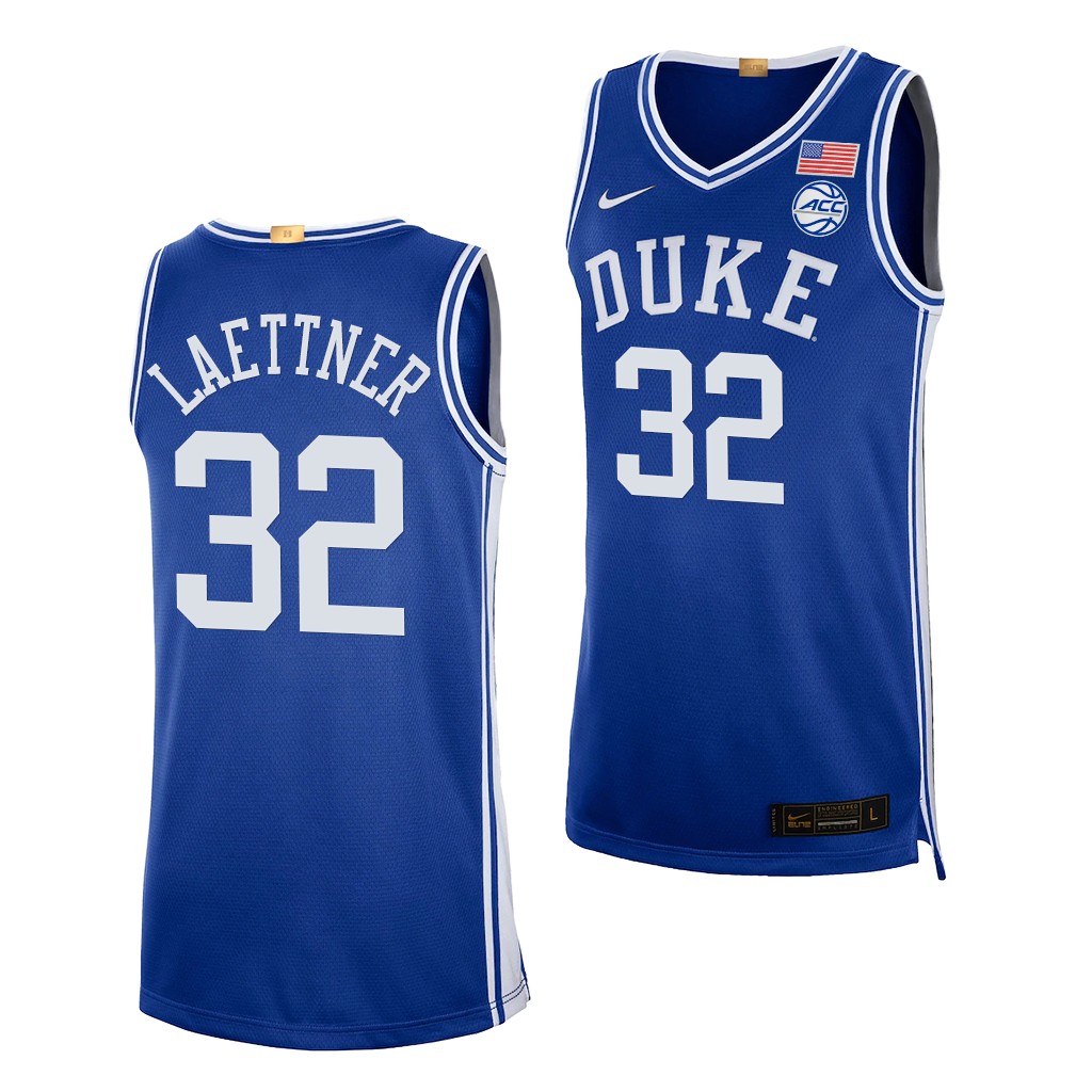 Christian Laettner Retired Player Duke Blue Devils #32 Royal College Jersey