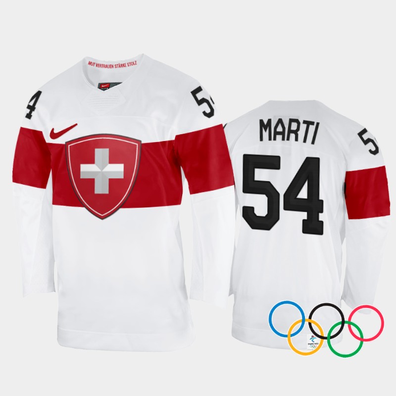 Christian Marti Switzerland White Away Jersey 2022 Winter Olympics