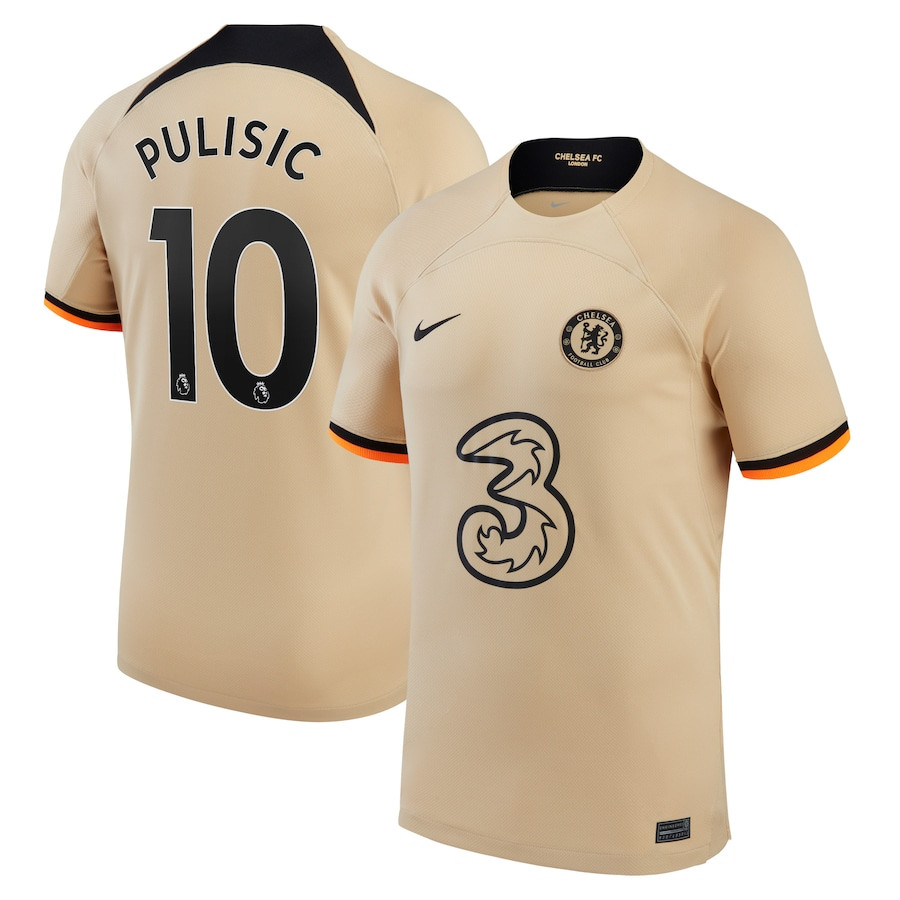 Christian Pulisic 10 Chelsea 2022/23 Third Player Men Soccer Jersey – Gold