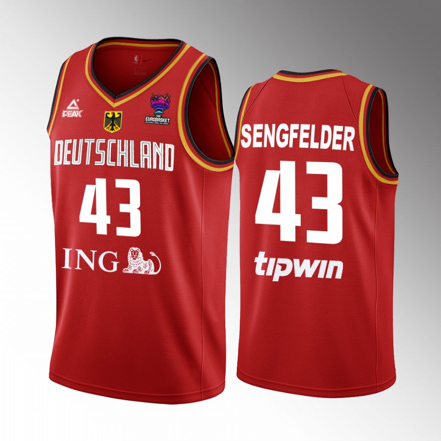 Christian Sengfelder Germany FIBA EuroBasket 2022 Red Jersey #43