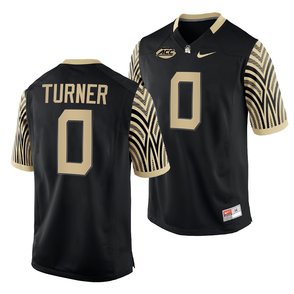 Christian Turner Wake Forest Demon Deacons #0 Black Jersey 2022-23 College Men's Uniform