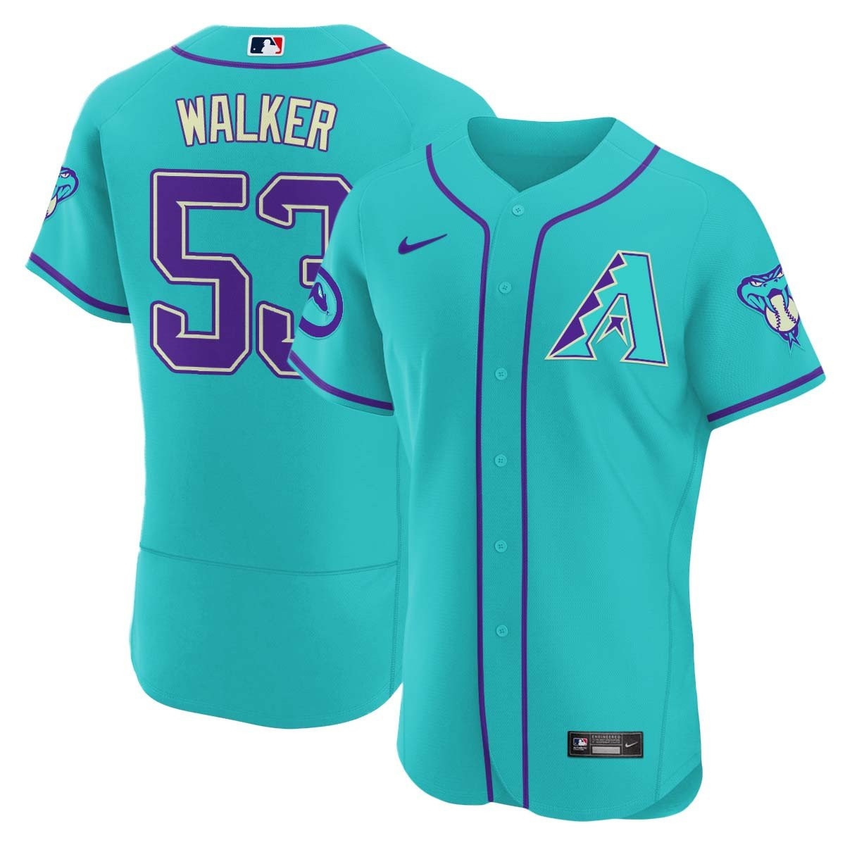 Christian Walker Men's 2024 Arizona Diamondbacks Teal Purple Flex Base Jersey - All Stitched