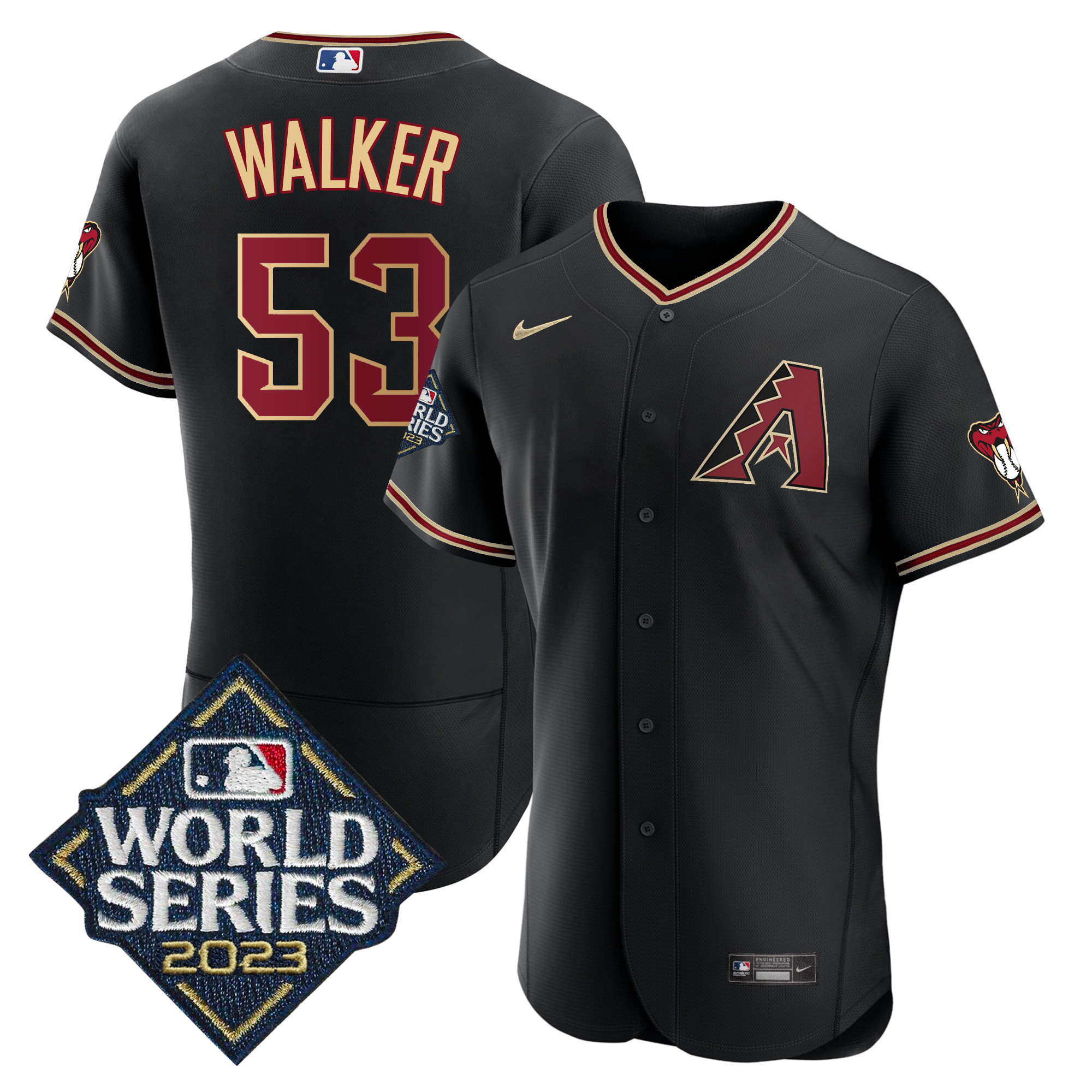 Christian Walker Men's Arizona Diamondbacks Black 2023 World Series Flex Black Jersey - All Stitched